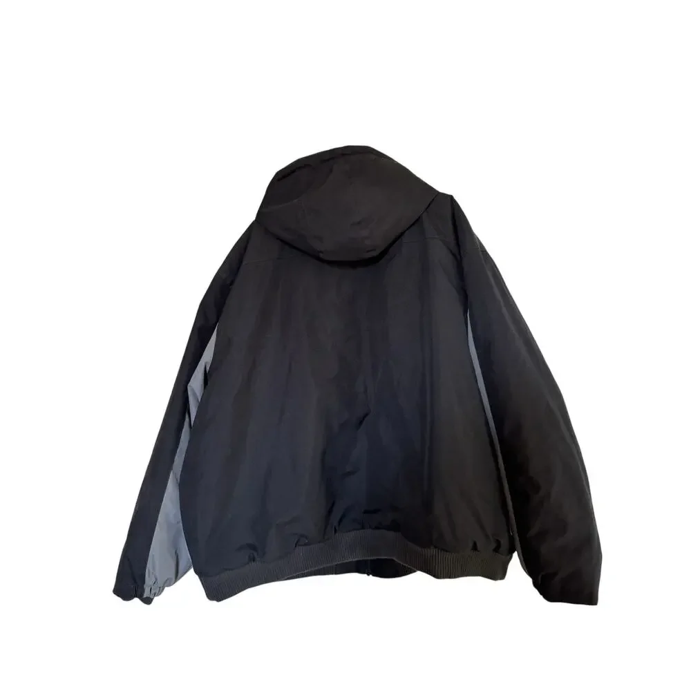 Bass Pro Shops 4XL Hooded Fleece Lined Windbreaker Jacket Black Gray Big & Tall